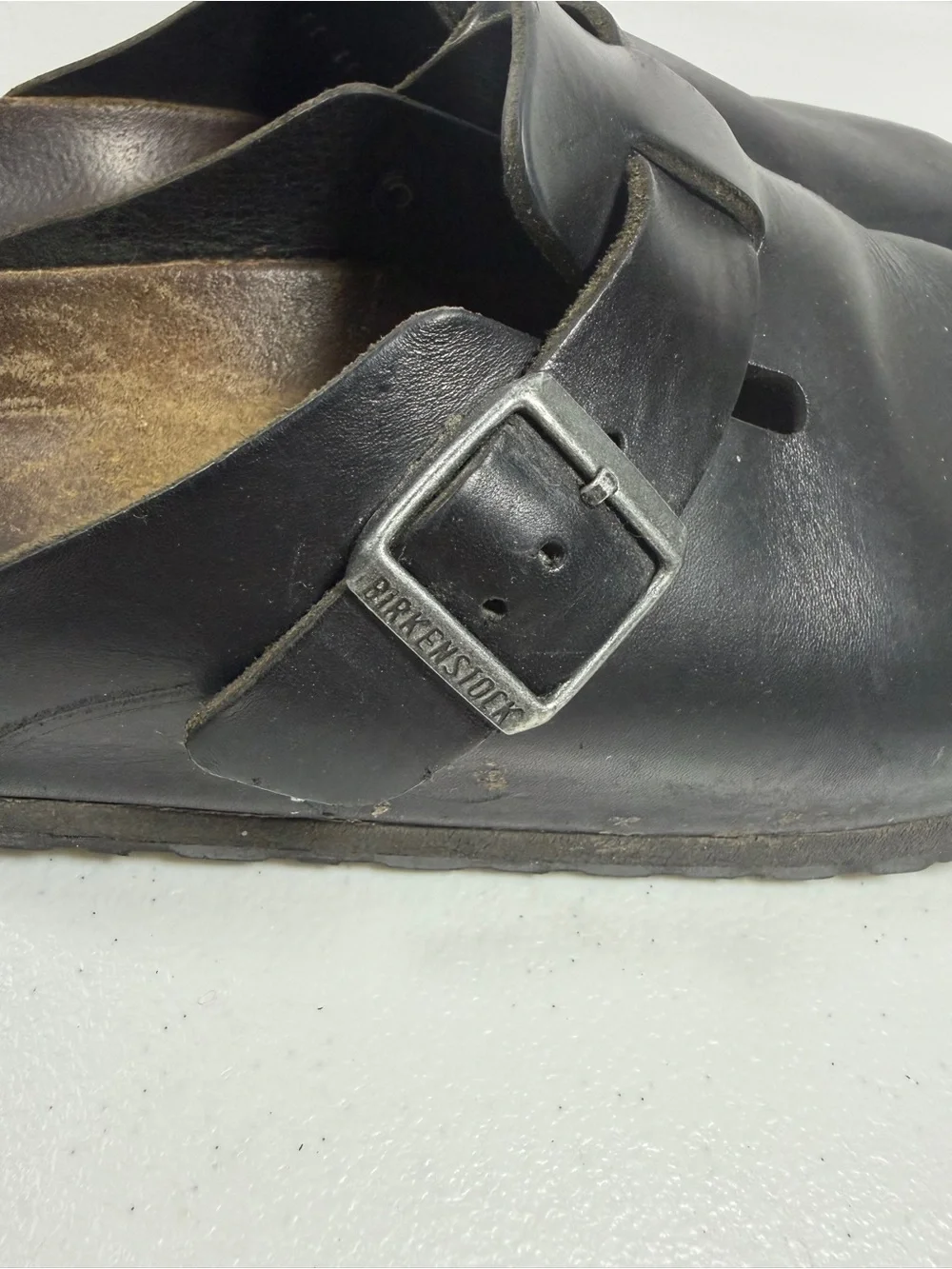 Birkenstock Boston Black Leather Slip-On Clog with Buckle size EU 44 US 10.5-11